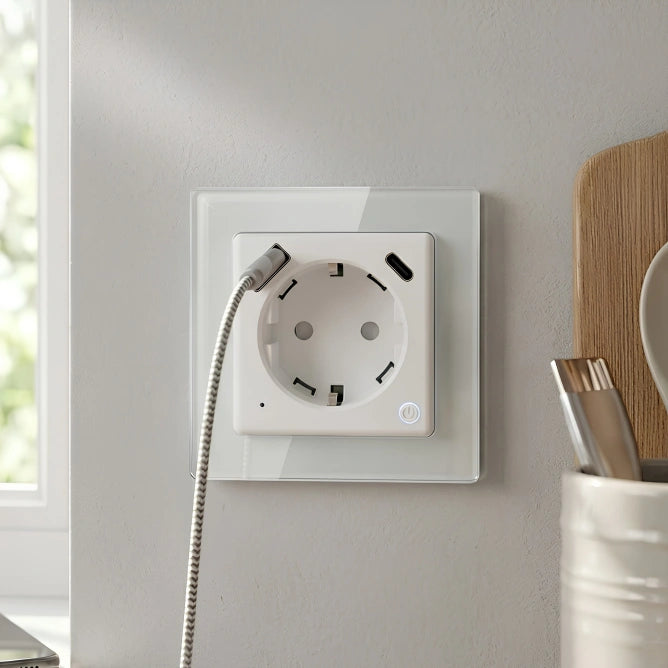 Unterputz Steckdose Venus Pro mit USB & USB-C weiß